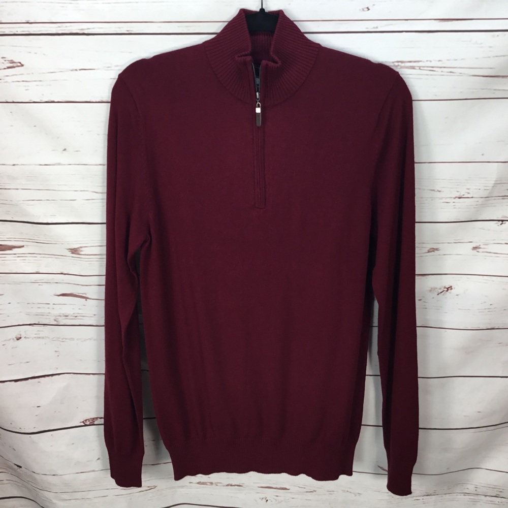 NWT Qi New York Maroon 3/4 Zip Soft‎ Sweater. Small